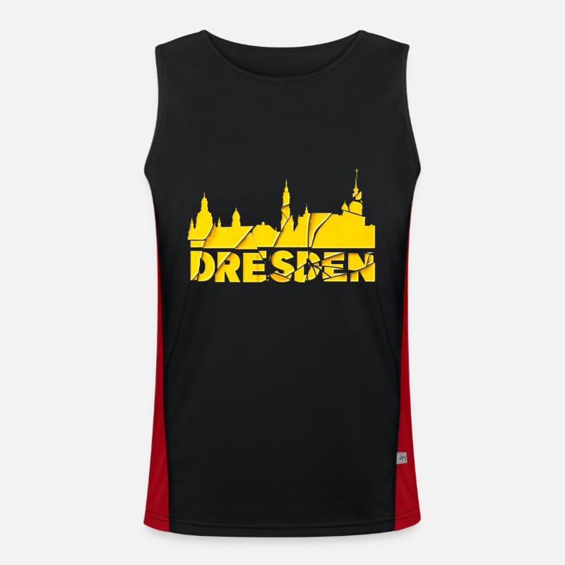 Dresden Germany City Font Skyline Broken Men's Functional Contrast Tank Top 