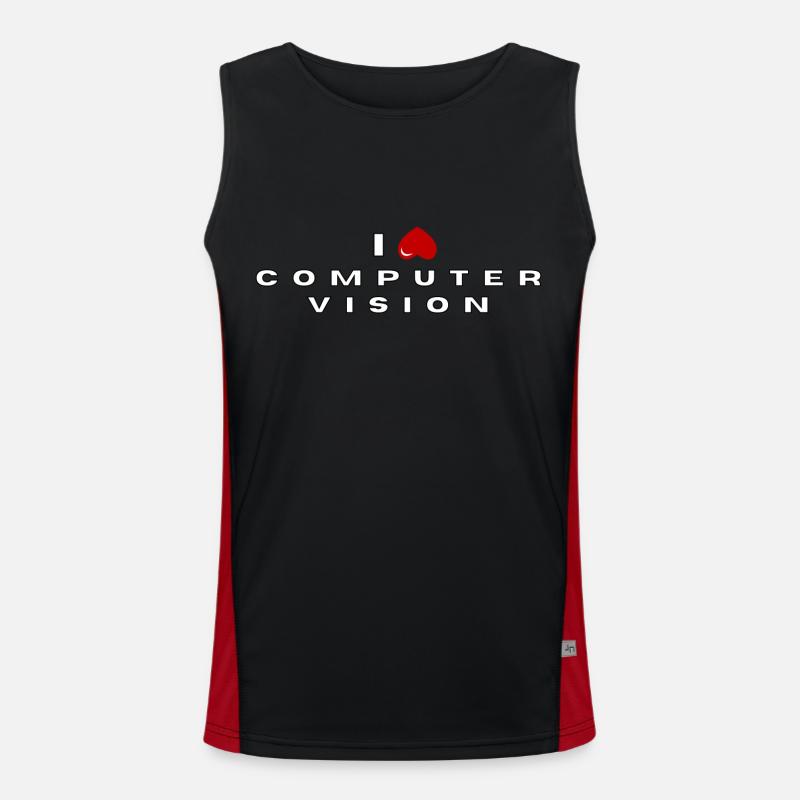 I hate Computer vision - Men's Functional Contrast Tank Top  - black/red