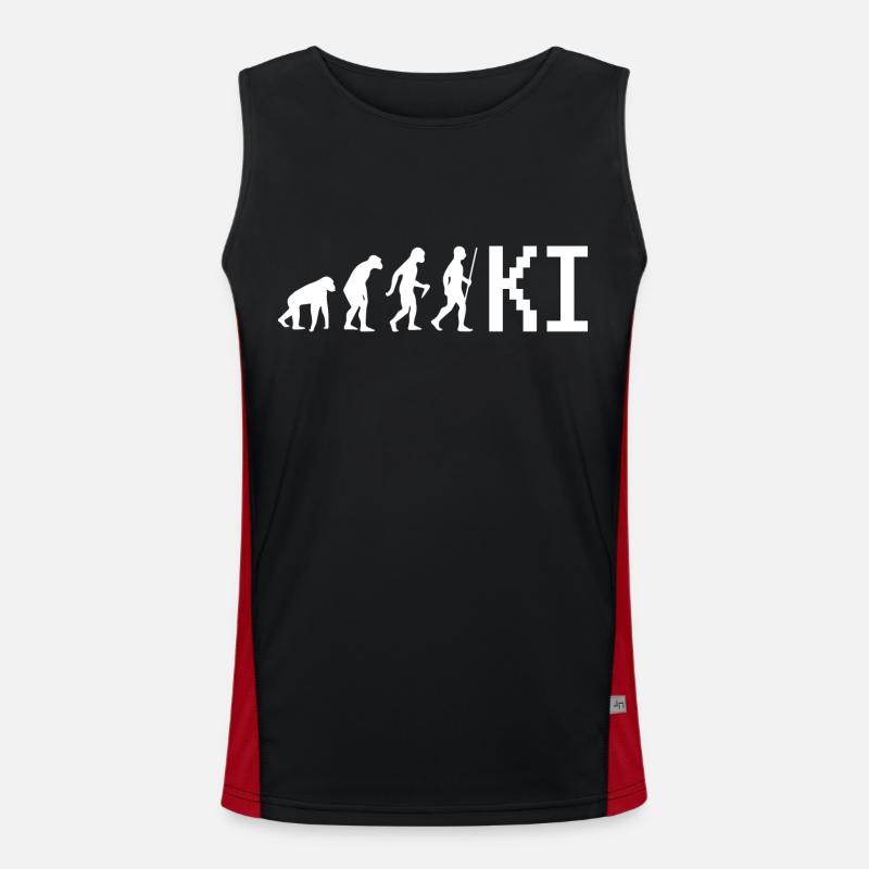 Informatik Evolution Geschenk - Funktionelles Kontrast-Tank Top für Männer - Schwarz/Rot