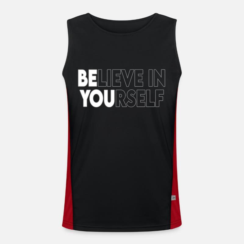 Glaube an dich selbst Motivationszitat Funktionelles Kontrast-Tank Top für Männer 