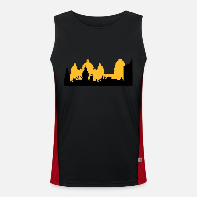 Leipzig Skyline Funktionelles Kontrast-Tank Top für Männer 