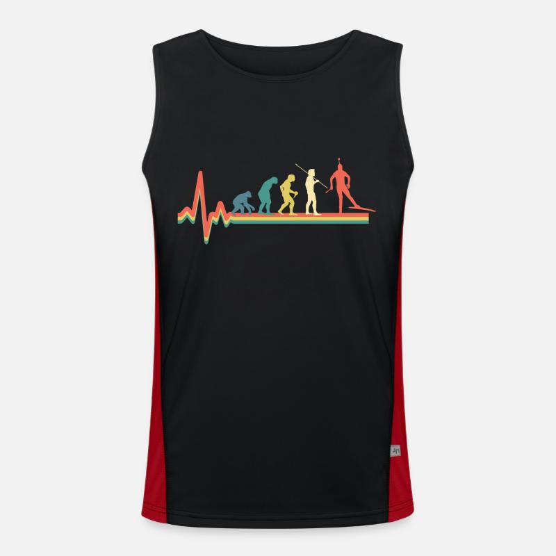 Evolution Biathlon Wintersport Retro Funktionelles Kontrast-Tank Top für Männer 