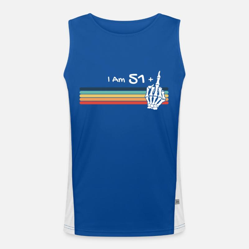 Ich bin nicht 52, ich bin 51 plus Mittelfingerschädel Funktionelles Kontrast-Tank Top für Männer 