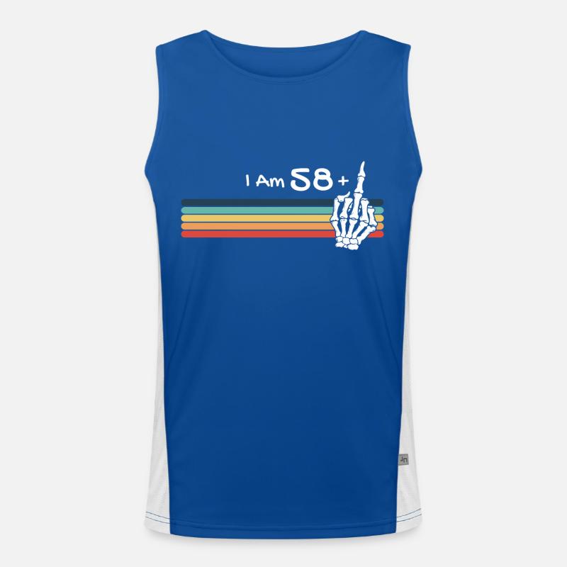 Ich bin nicht 59, ich bin 58 plus Mittelfingerschädel Funktionelles Kontrast-Tank Top für Männer 