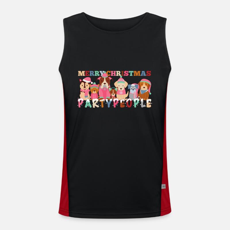 Frohe Weihnachten Partypeople Hunde Geschenk Funktionelles Kontrast-Tank Top für Männer 
