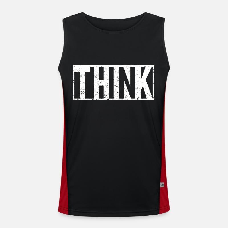 Think Slogan Statement Men's Functional Contrast Tank Top 