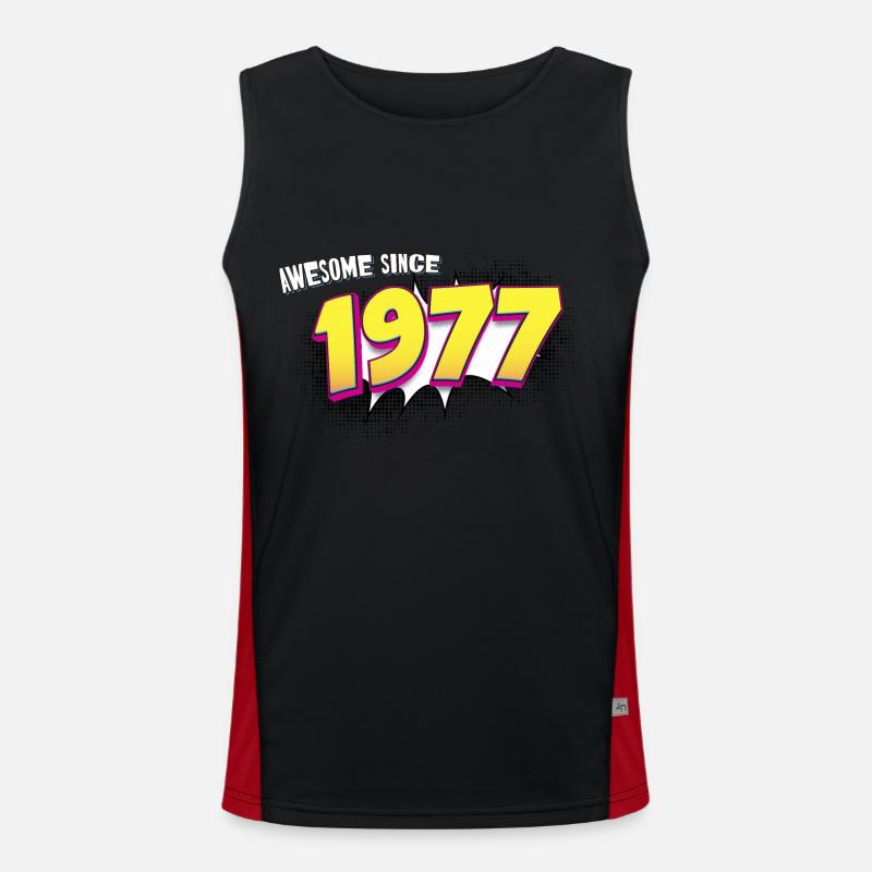 Retro 46th birthday in Pop Art Comic Book Style Men's Functional Contrast Tank Top 