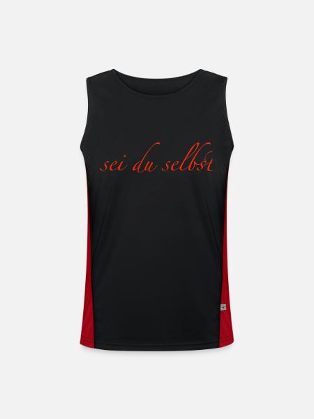 sei du selbst - Funktionelles Kontrast-Tank Top für Männer  - Schwarz/Rot - Vorne