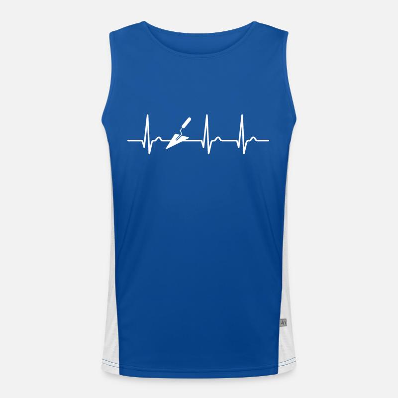 ECG curve - heart curve - bricklayer - trowel Men's Functional Contrast Tank Top 