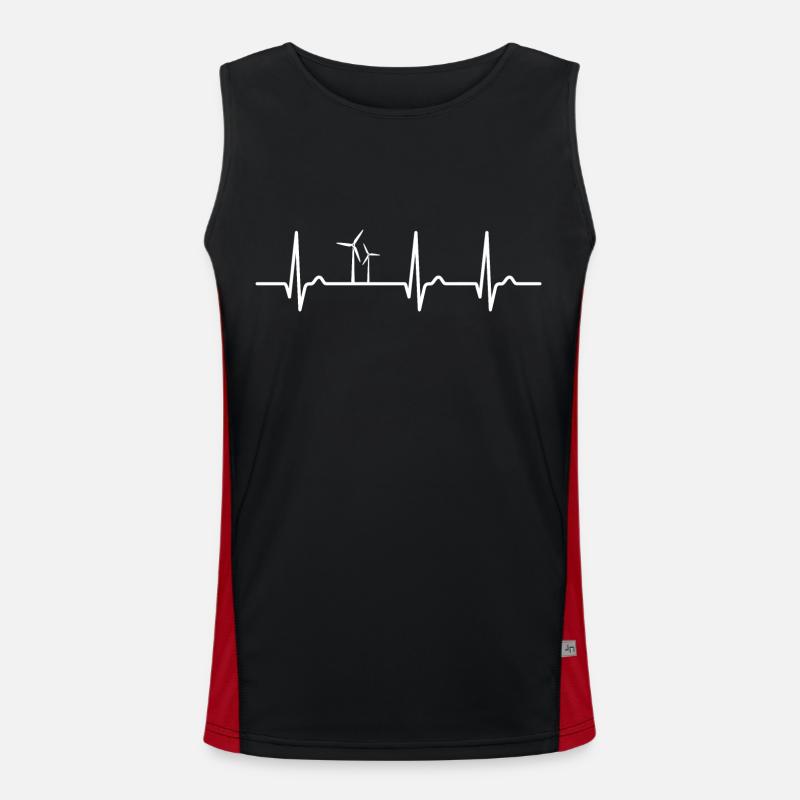 Courbe ECG - courbe cardiaque - éolienne - protection de l’environnement Débardeur respirant contrasté Homme 