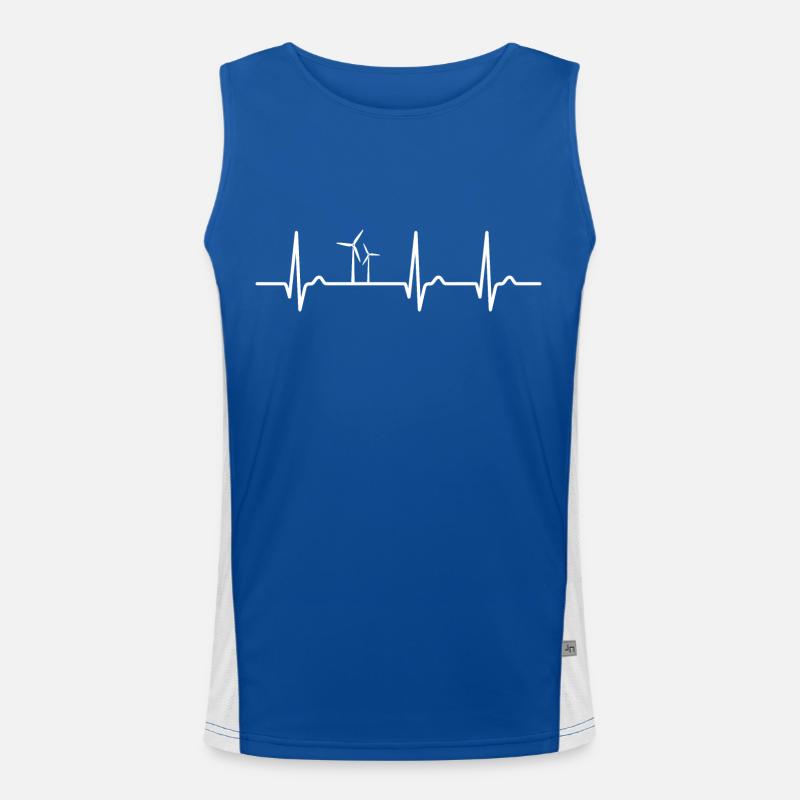 Courbe ECG - courbe cardiaque - éolienne - protection de l’environnement Débardeur respirant contrasté Homme 