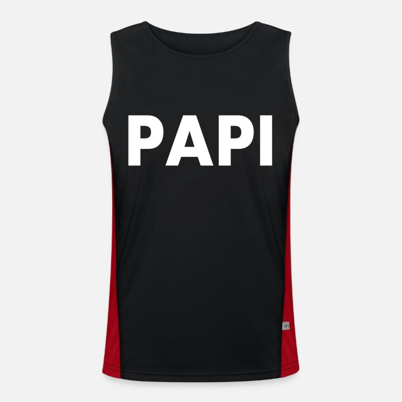 Papi - Men's Functional Contrast Tank Top  - black/red