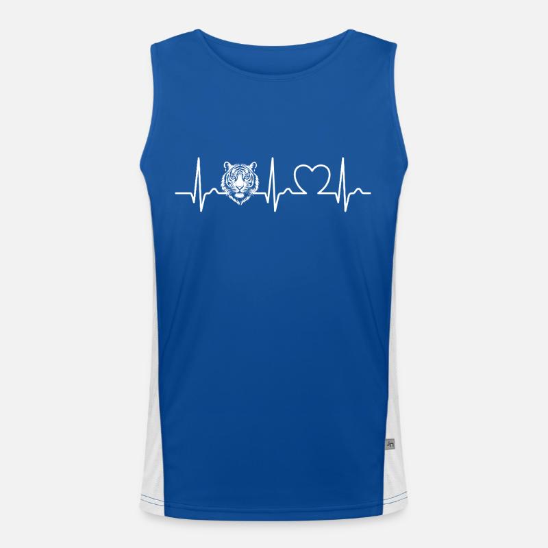 Tiger - Tiger's Head - Heart Curve - ECG - Pulse Men's Functional Contrast Tank Top 