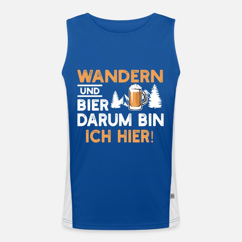 Wandern und Bier darum bin ich hier Funktionelles Kontrast-Tank Top für Männer 