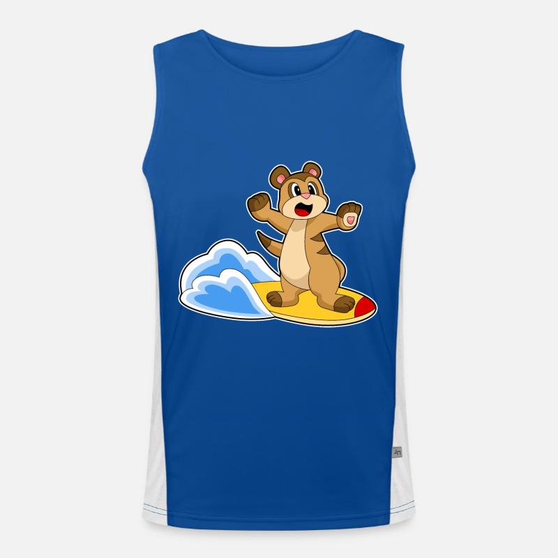 Erdmännchen Surfer Surfbrett Funktionelles Kontrast-Tank Top für Männer 