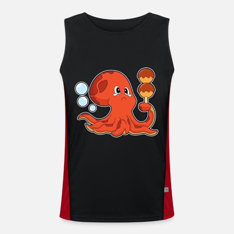 Octopus Takoyaki - Men's Functional Contrast Tank Top - black/red