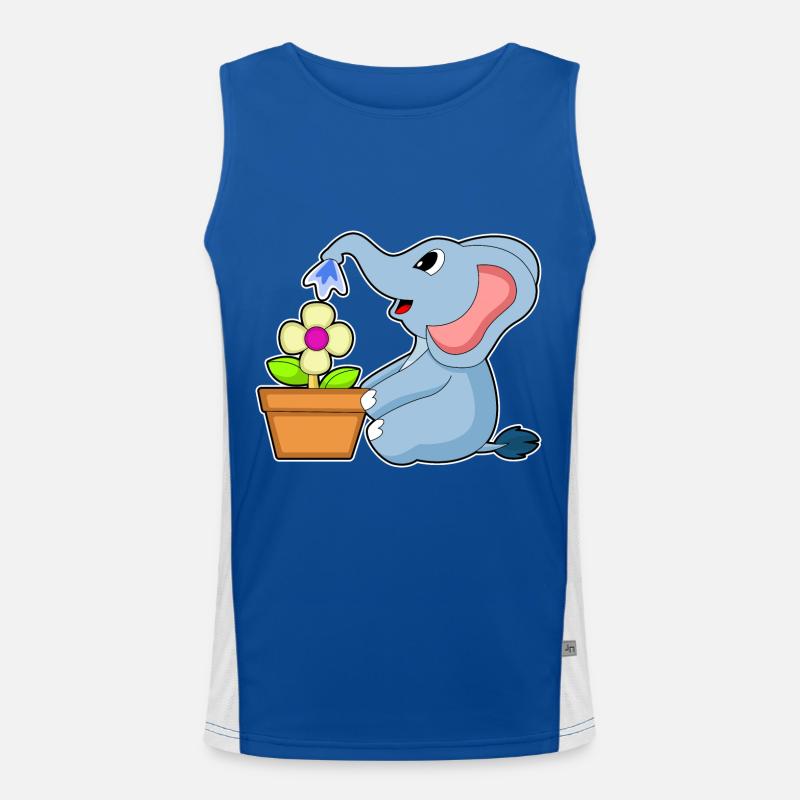 Elephant Flowerpot Flower Men's Functional Contrast Tank Top 