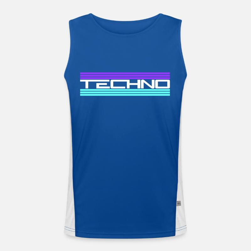 Techno Liebe Zitat Spruch Musik Party Feiern Logo Funktionelles Kontrast-Tank Top für Männer 