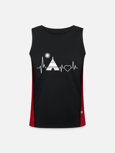 Camping Camping Nature Gift Camping Holiday Tent - Men's Functional Contrast Tank Top  - black/red - Front