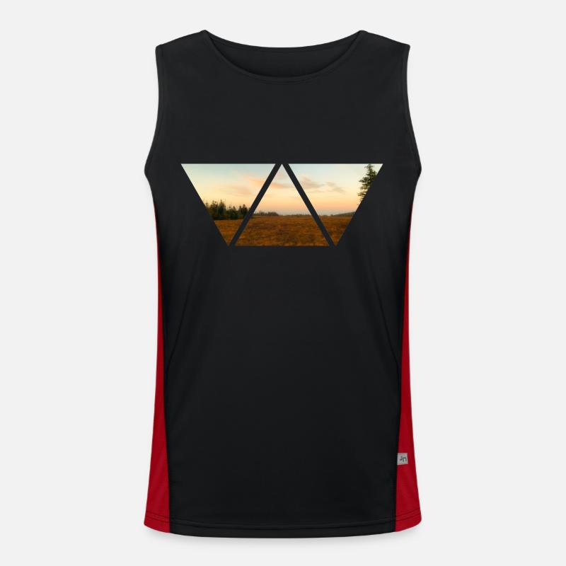 Forest Sky Triangle Sunset Gift Nature Débardeur respirant contrasté Homme 