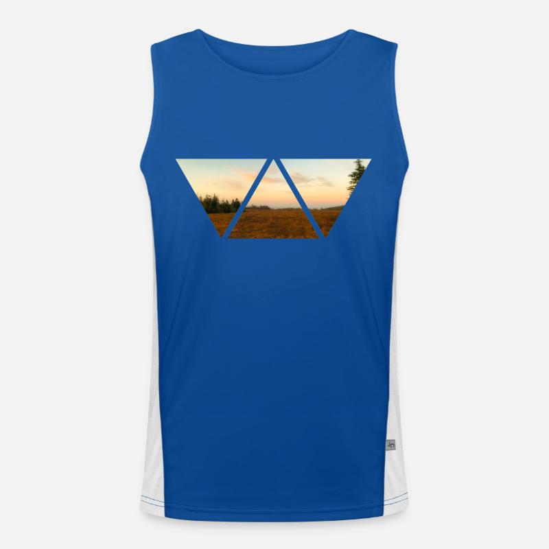 Forest Sky Triangle Sunset Gift Nature Men's Functional Contrast Tank Top 