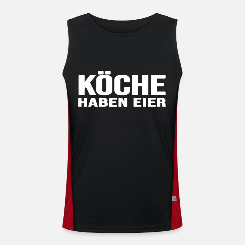 Koch Hobbykoch Küchenregeln Chefkoch kocht Eier Funktionelles Kontrast-Tank Top für Männer 