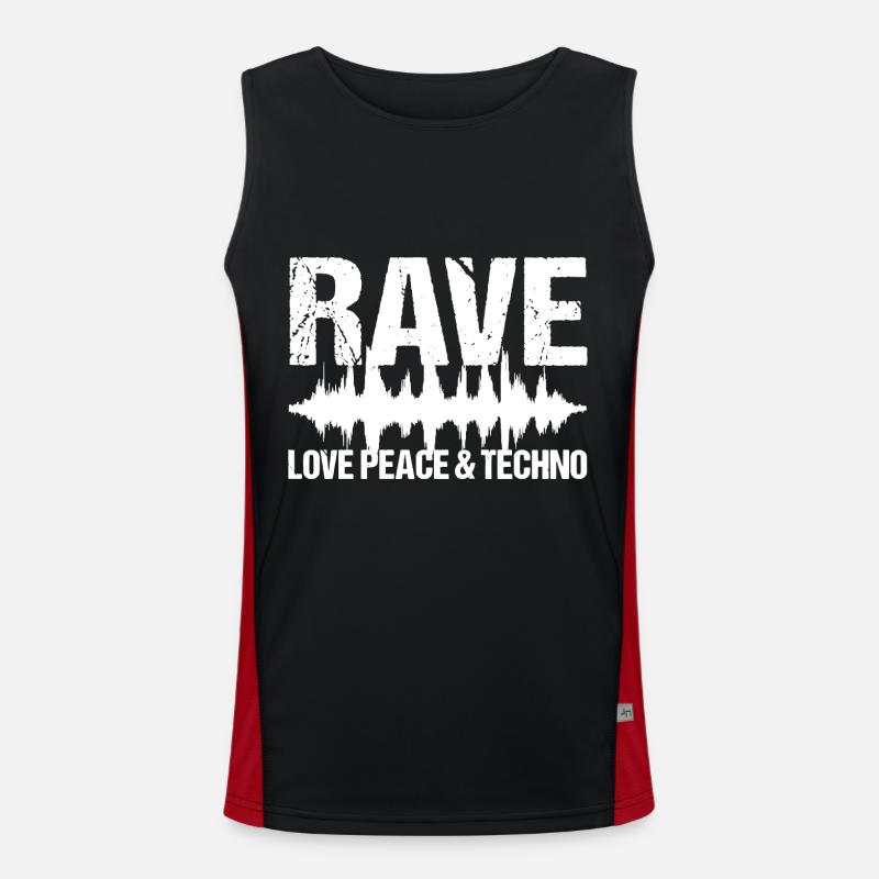 Rave Love Peace Techno Musik Funktionelles Kontrast-Tank Top für Männer 