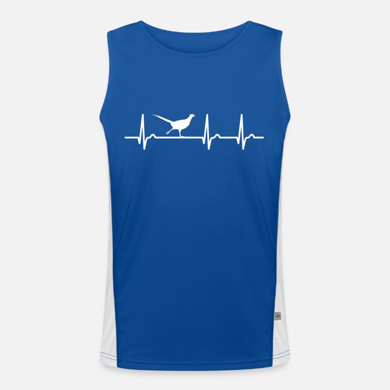 ECG curve - heart curve - pulse - pheasant - hunting Men's Functional Contrast Tank Top 