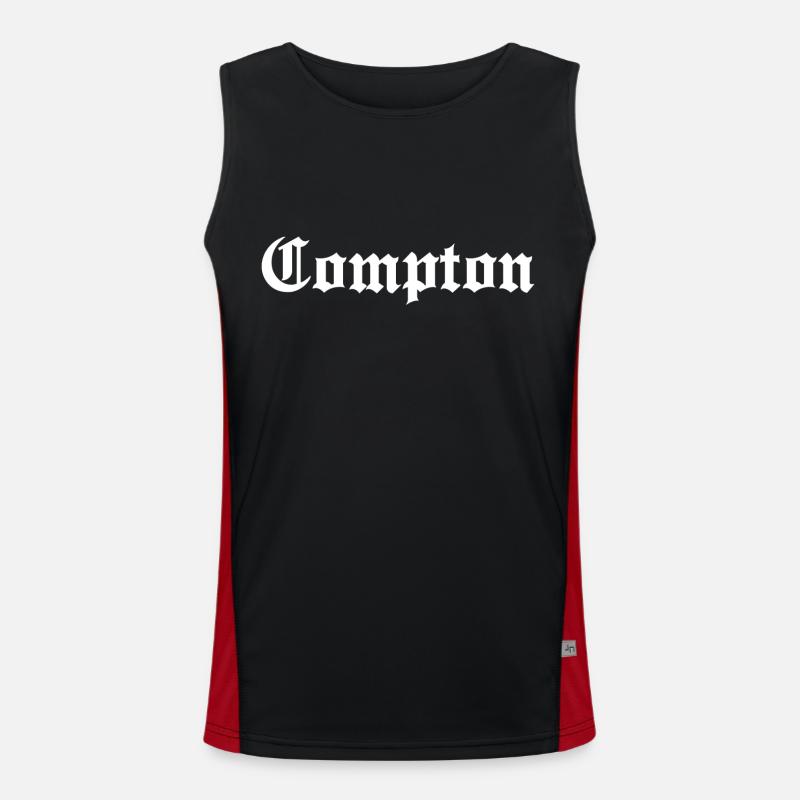 COMPTON white - Men's Functional Contrast Tank Top  - black/red
