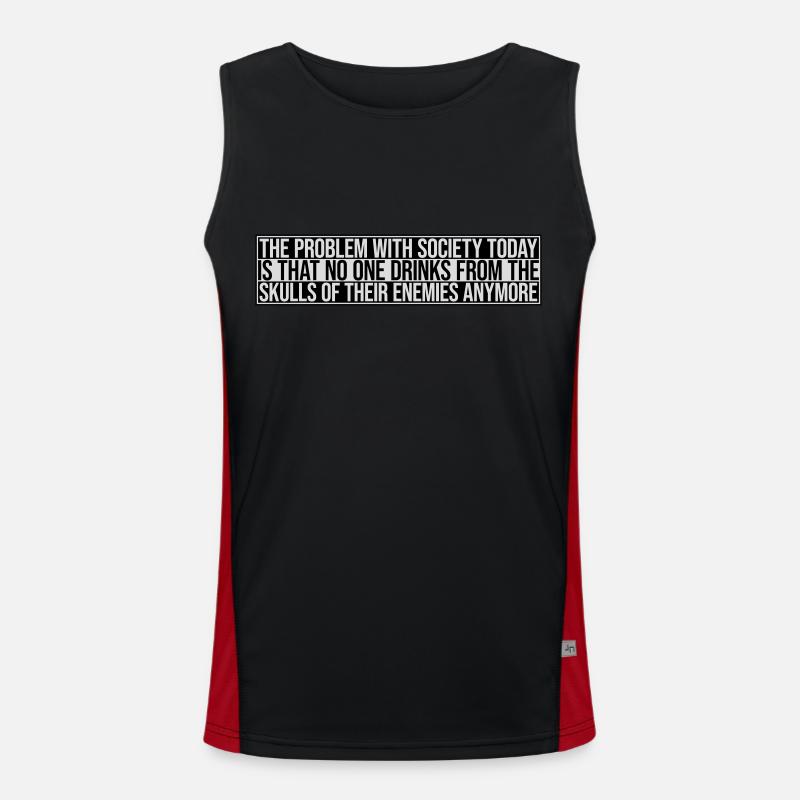 drinks from enemies skulls - Men's Functional Contrast Tank Top  - black/red