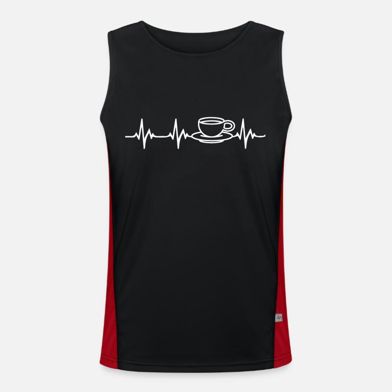 Kaffee Herzschlag Funktionelles Kontrast-Tank Top für Männer 