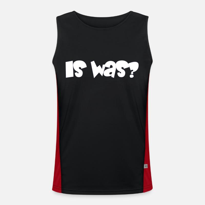 is was? - Sprüche - Geschenk Funktionelles Kontrast-Tank Top für Männer 