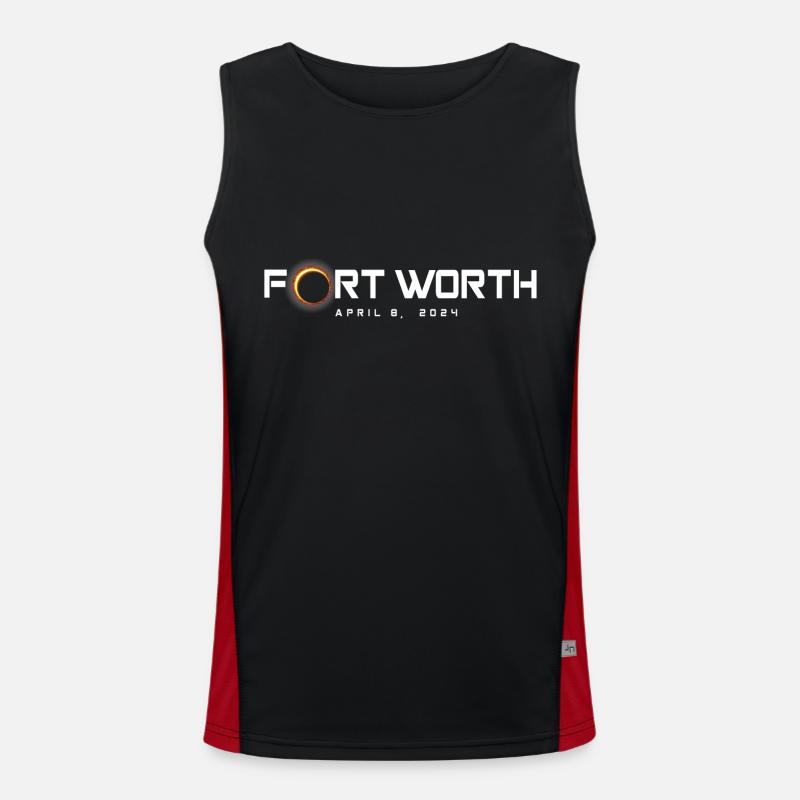 Fort Worth Texas 2024 Eclipse Souvenir 8 avril Débardeur respirant contrasté Homme 