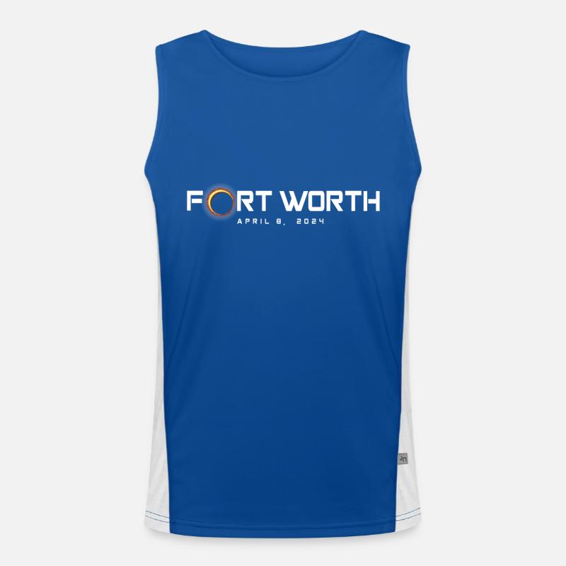 Fort Worth Texas 2024 Eclipse Souvenir 8 avril Débardeur respirant contrasté Homme 