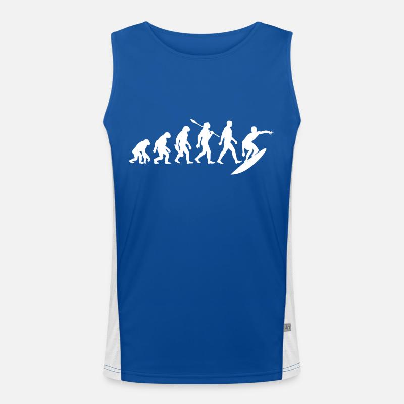 Evolution Surfer - Surfen - Surfbrett Funktionelles Kontrast-Tank Top für Männer 