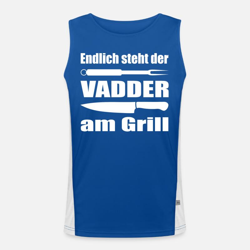 Endlich steht der Papa am Grill Funktionelles Kontrast-Tank Top für Männer 