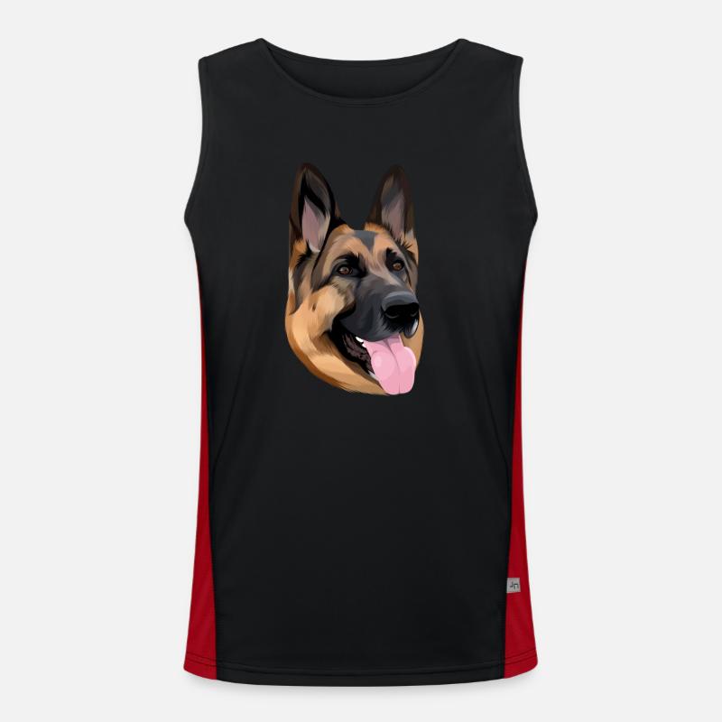 German Shepherd dog Face Art work Men's Functional Contrast Tank Top 