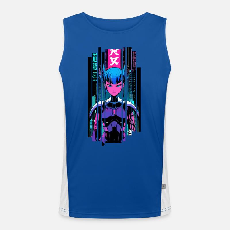 Frau geometrisches Ninja Cyborg Symbol Funktionelles Kontrast-Tank Top für Männer 