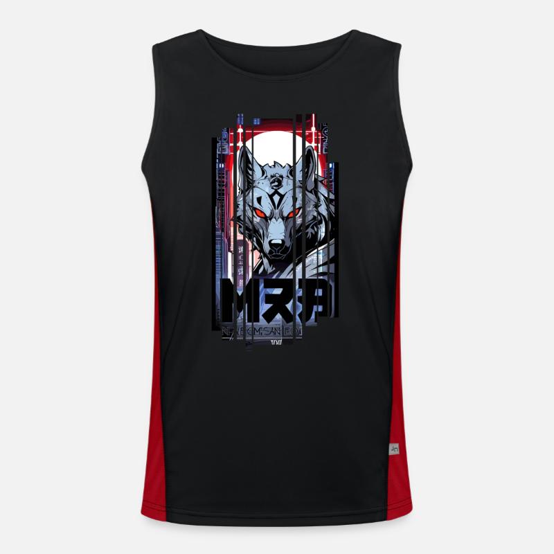 Silver Wolf Cyborg Geometric - Men's Functional Contrast Tank Top  - black/red