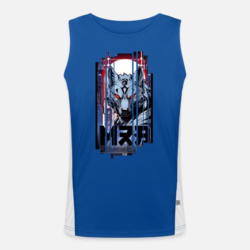Silberner Wolf Cyborg Geometrisch Funktionelles Kontrast-Tank Top für Männer 
