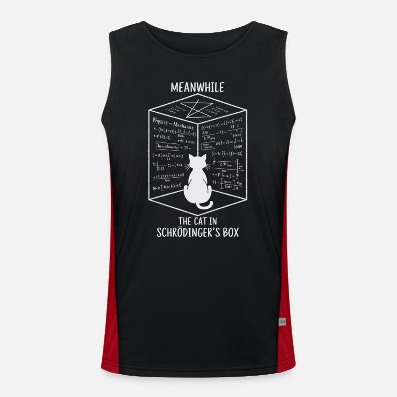 Die Katze in Schrödingers Box – Quantenspaß Funktionelles Kontrast-Tank Top für Männer 