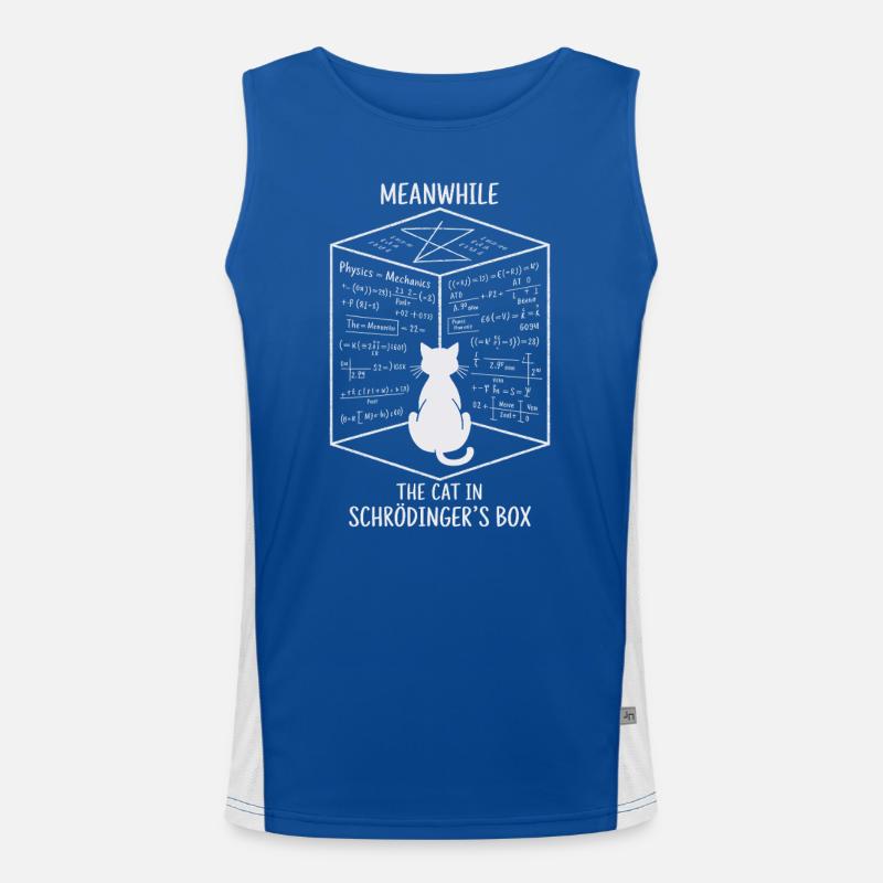 The Cat in Schrödinger's Box – Quantum Fun Men's Functional Contrast Tank Top 