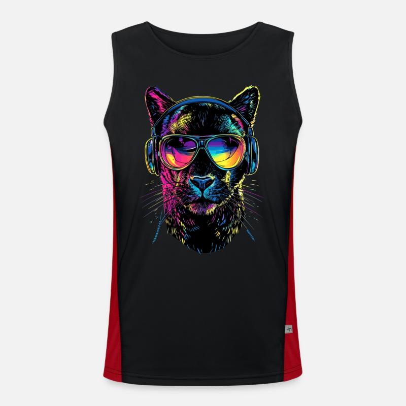 Panther Leopard Big Cat Cute Big Cat Panter Men's Functional Contrast Tank Top 