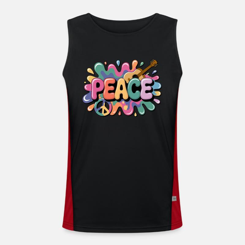 PEACE – Psychedelic Funktionelles Kontrast-Tank Top für Männer 