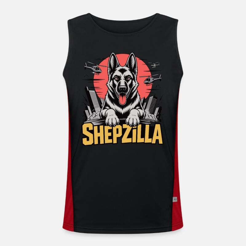 SHEPZILLA – Der Pfotenkaiser Funktionelles Kontrast-Tank Top für Männer 