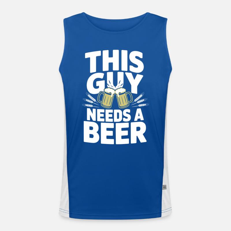 This Guy Needs a Beer Men's Functional Contrast Tank Top 