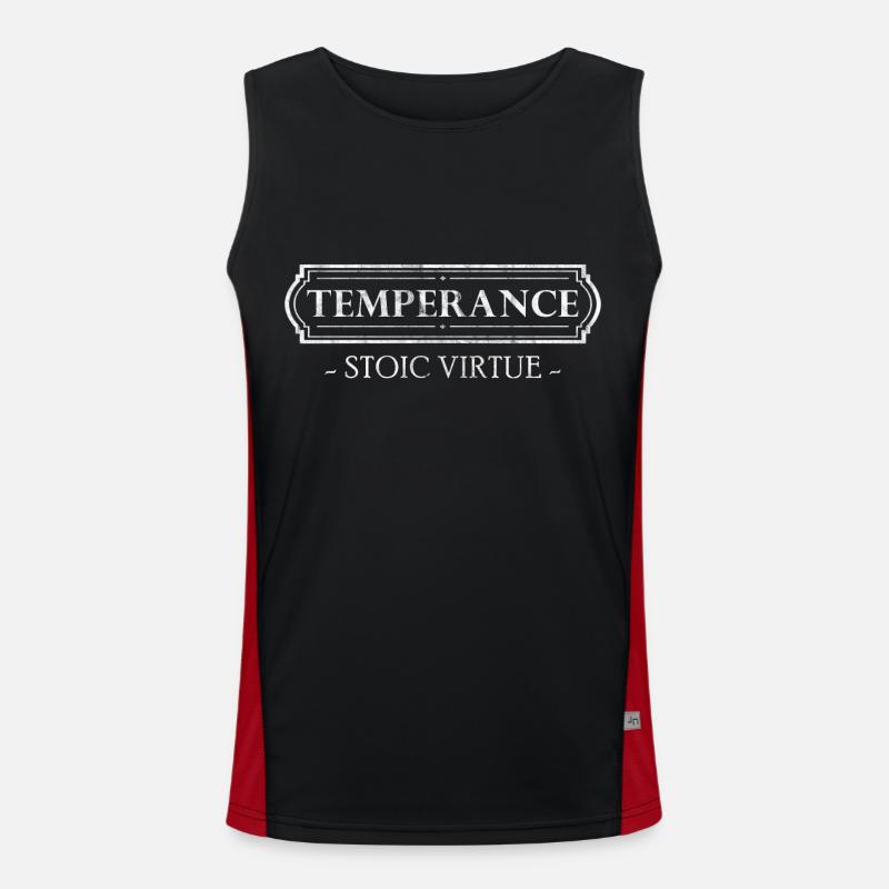 Temperance Stoic Virtue Moderation Stoicism - Men's Functional Contrast Tank Top  - black/red