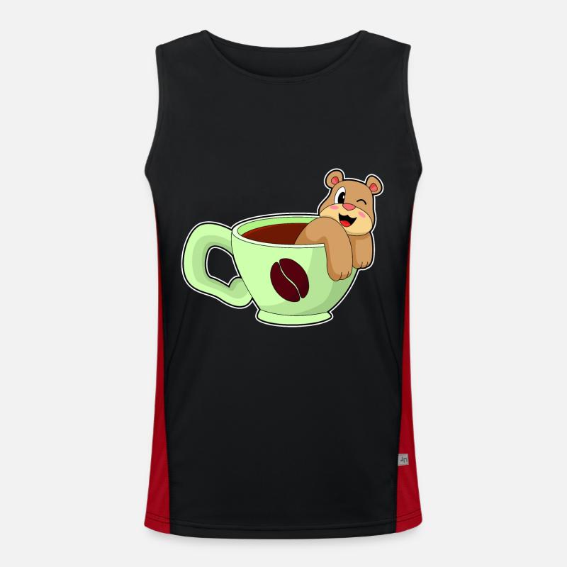 Bear Coffee - Men's Functional Contrast Tank Top  - black/red