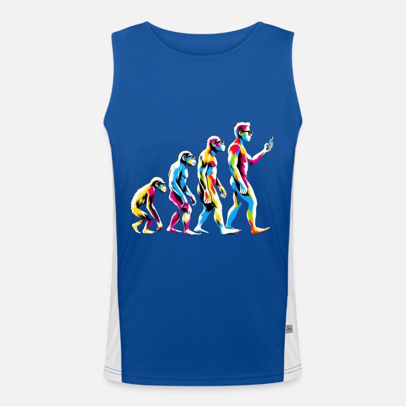 Evolution des Menschen zum Handy Nerd Geek Affe Funktionelles Kontrast-Tank Top für Männer 