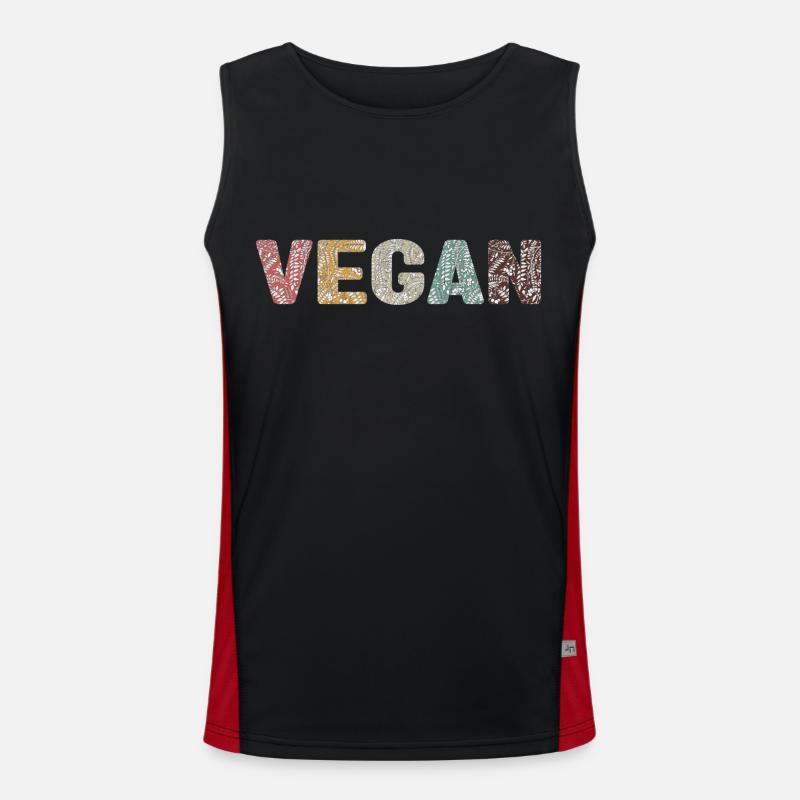 Vegan - botanical pattern - old school - Men's Functional Contrast Tank Top - black/red